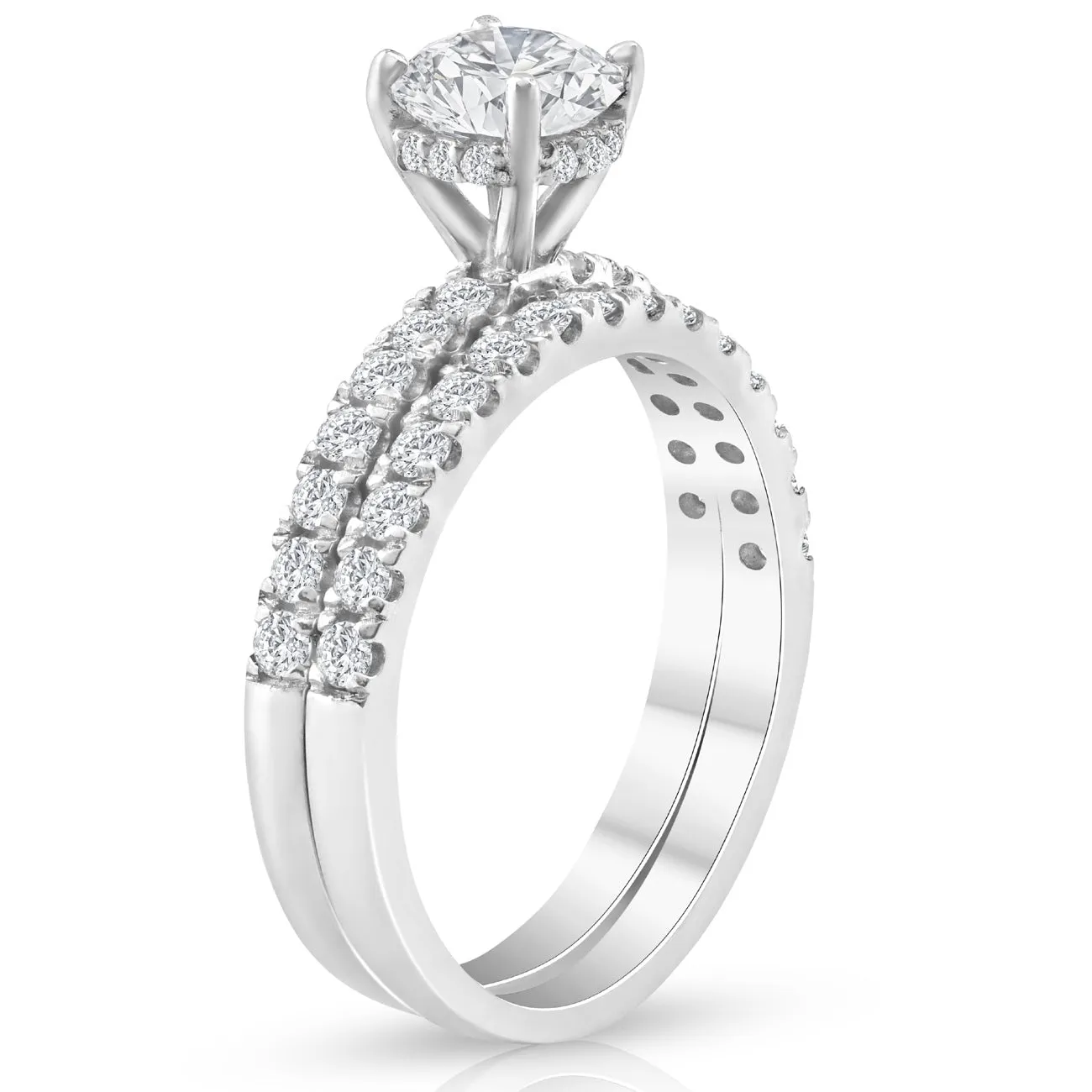 1 3/4 Ct Diamond Engagement Wedding Set 14k White Gold