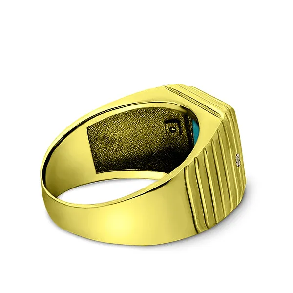 10k Solid Yellow Gold Ribbed French Style Men's Engagement Ring