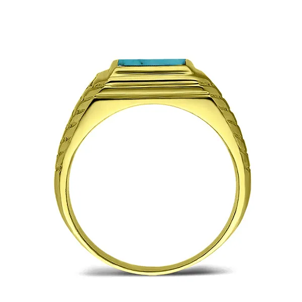 10k Solid Yellow Gold Ribbed French Style Men's Engagement Ring