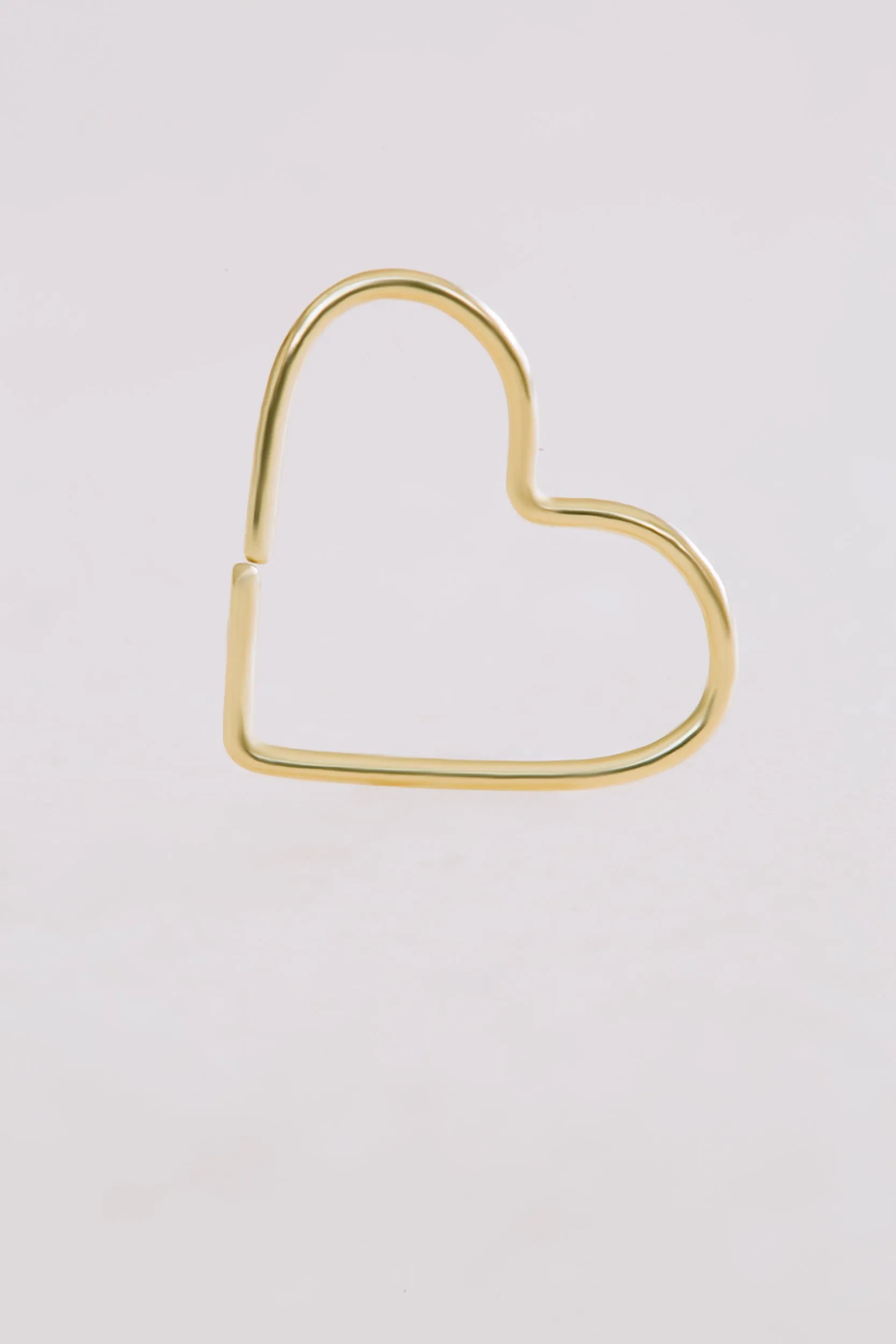 14K Solid Gold Open Heart Line  Wire Piercing Earring