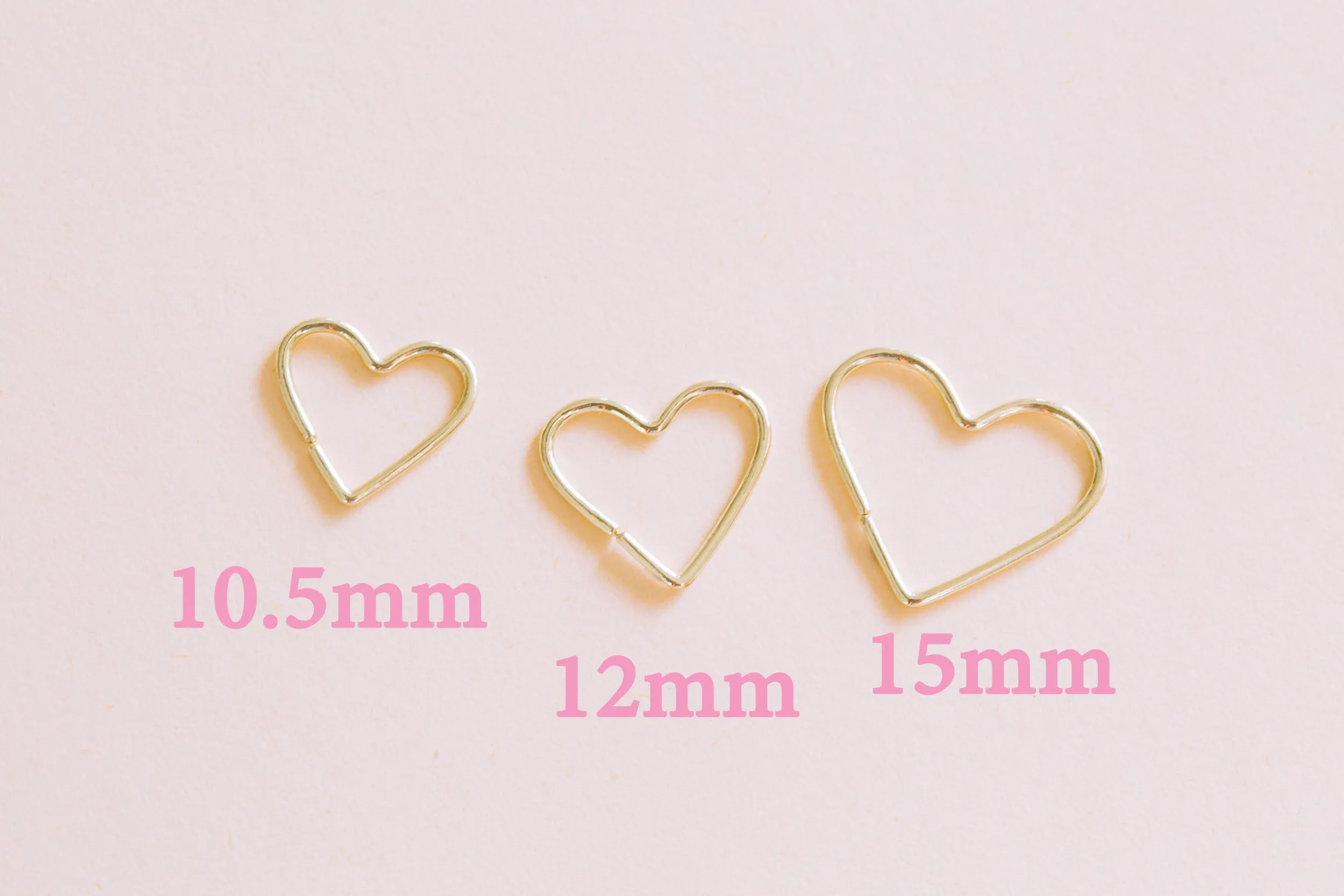 14K Solid Gold Open Heart Line  Wire Piercing Earring