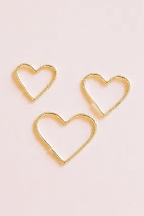 14K Solid Gold Open Heart Line  Wire Piercing Earring