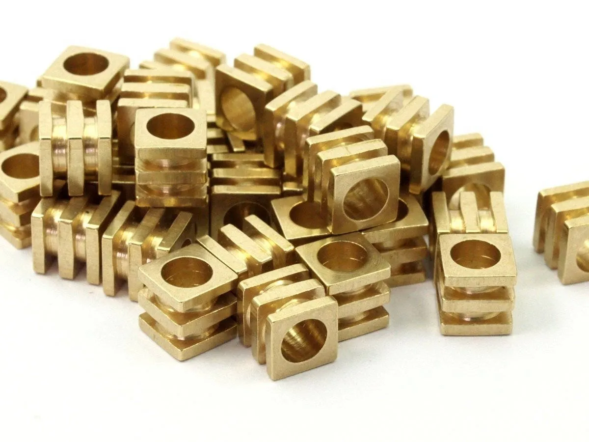 24 Raw Brass Industrial Square Tubes, Spacer Beads,end Tubes, Findings (6x6x6 Mm) A0748