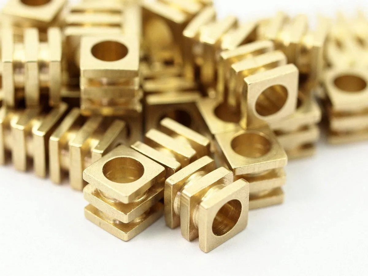 24 Raw Brass Industrial Square Tubes, Spacer Beads,end Tubes, Findings (6x6x6 Mm) A0748