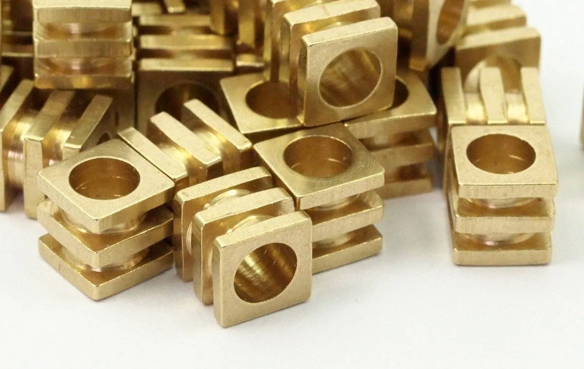 24 Raw Brass Industrial Square Tubes, Spacer Beads,end Tubes, Findings (6x6x6 Mm) A0748