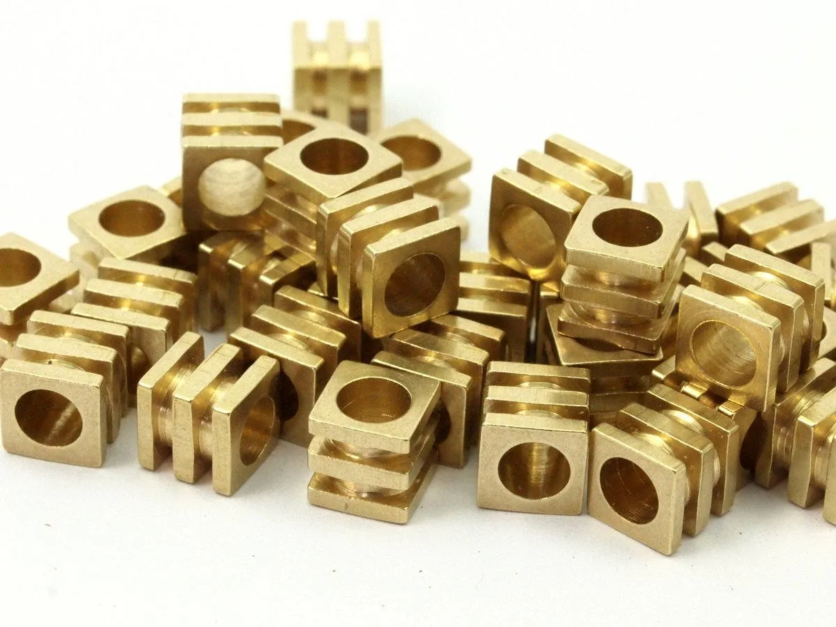 24 Raw Brass Industrial Square Tubes, Spacer Beads,end Tubes, Findings (6x6x6 Mm) A0748