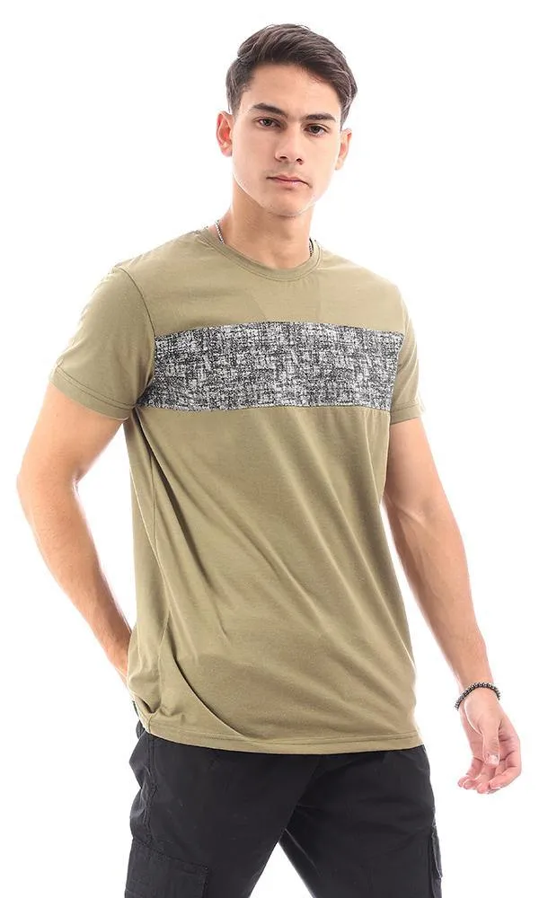 94878 Short Sleeves Printed Olive Casual Tee