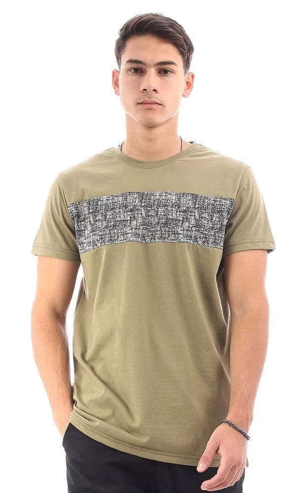 94878 Short Sleeves Printed Olive Casual Tee