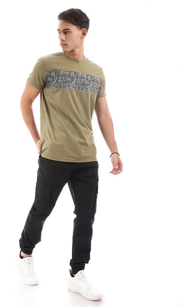 94878 Short Sleeves Printed Olive Casual Tee