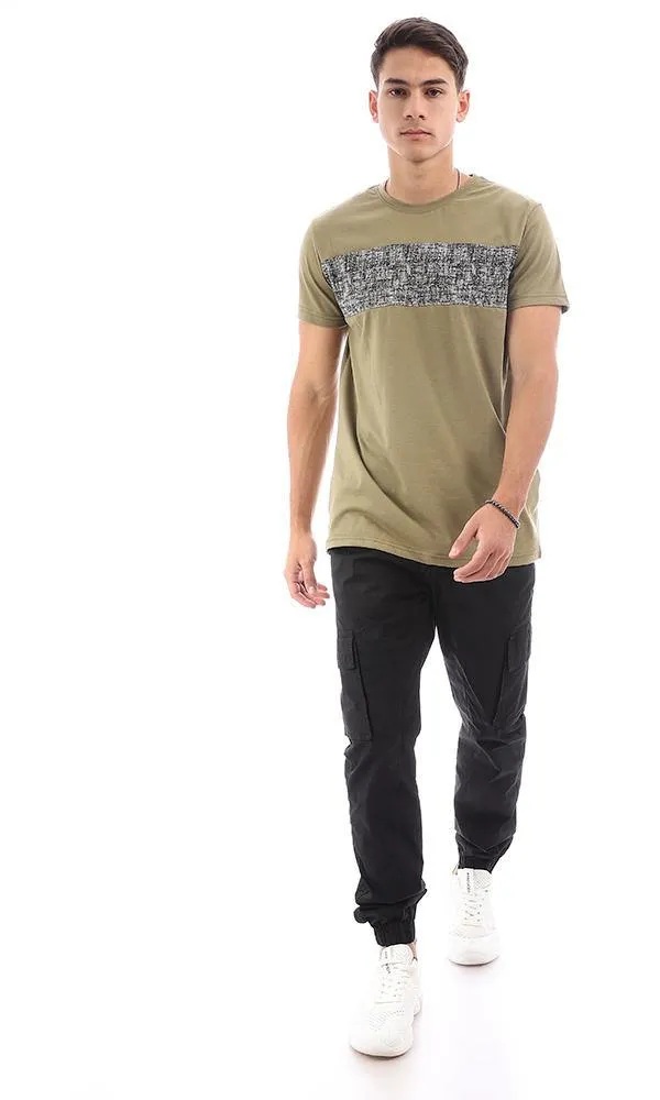 94878 Short Sleeves Printed Olive Casual Tee