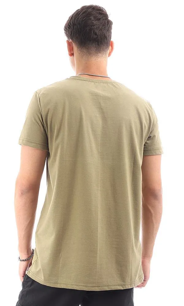 94878 Short Sleeves Printed Olive Casual Tee