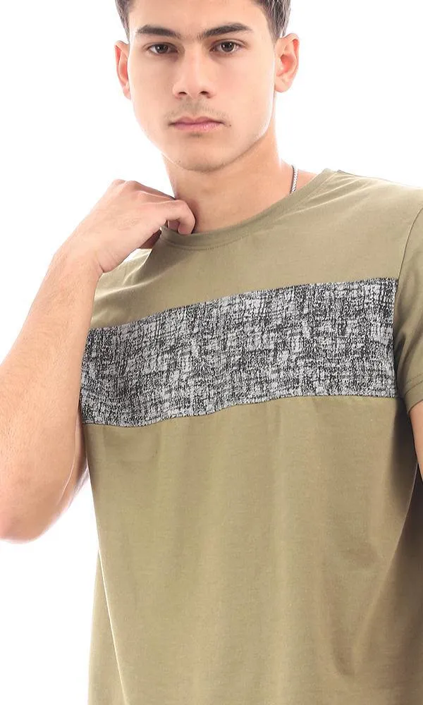 94878 Short Sleeves Printed Olive Casual Tee