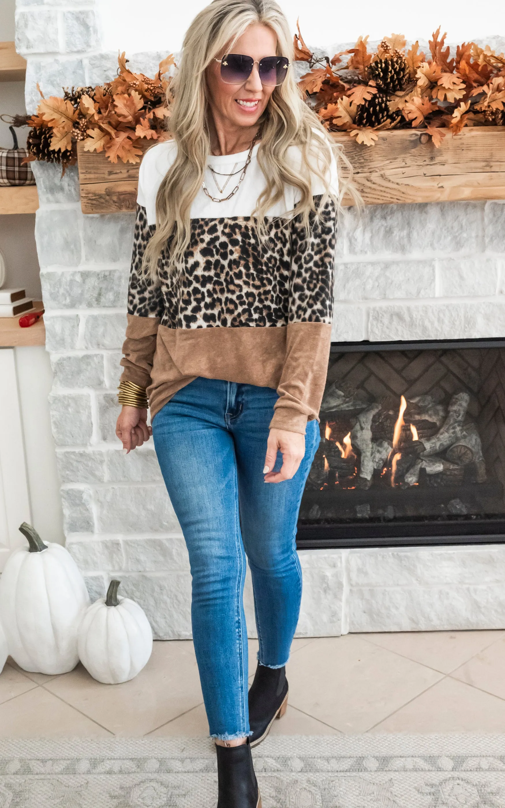 Any Day Now Colorblock Cheetah Sweater - Final Sale