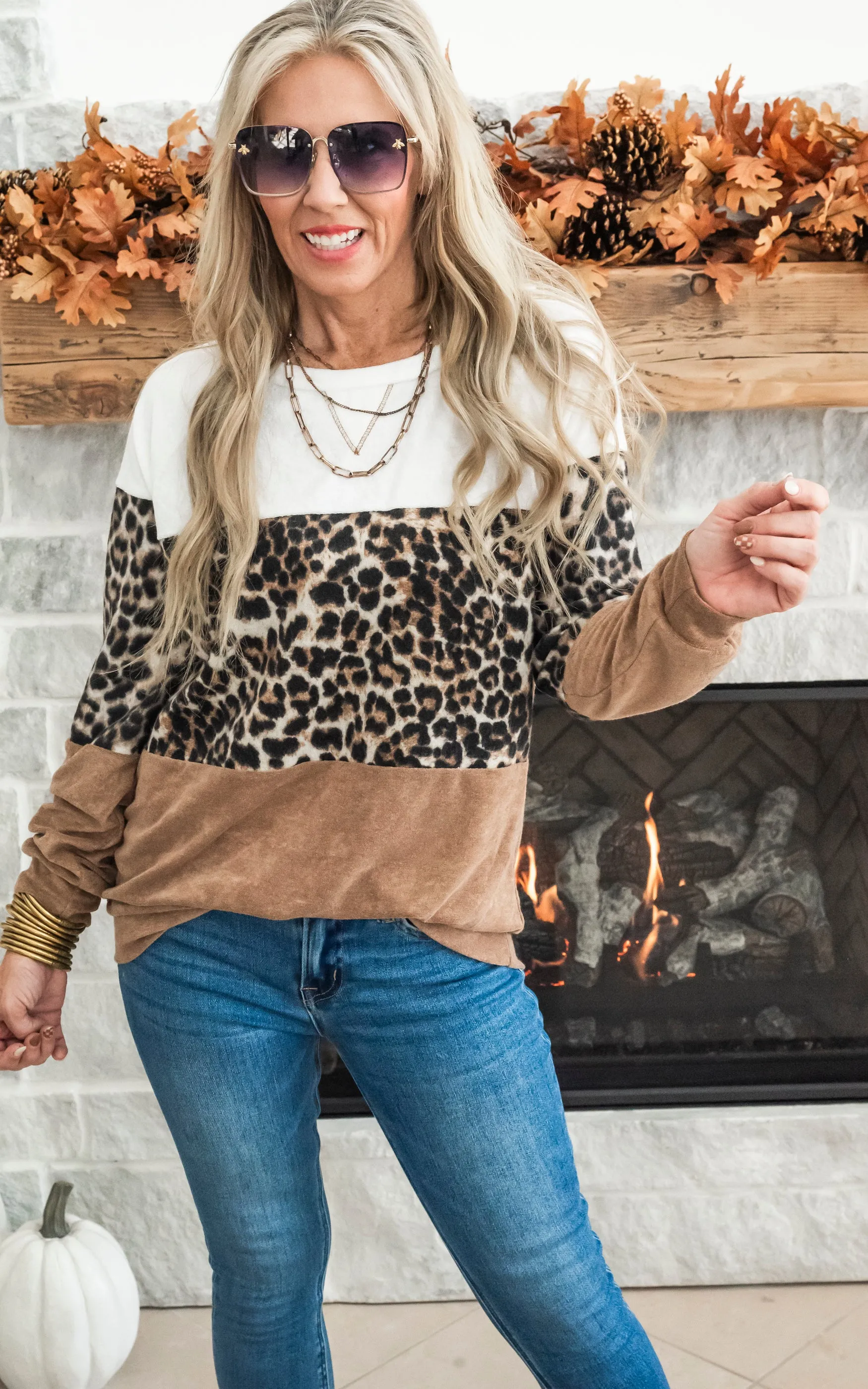 Any Day Now Colorblock Cheetah Sweater - Final Sale