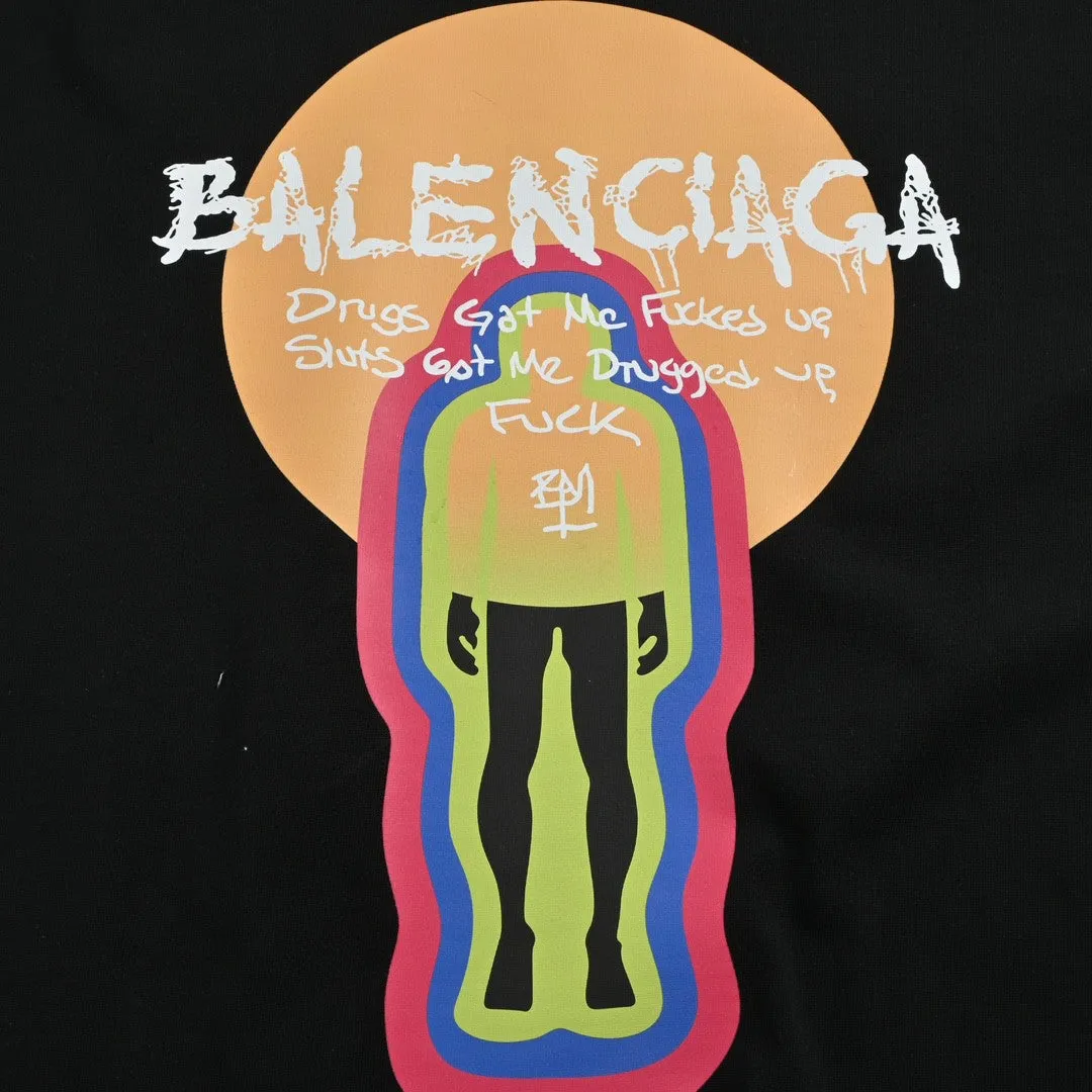 Balenciaga Black T-Shirt with Graphic Design