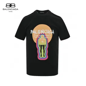 Balenciaga Black T-Shirt with Graphic Design