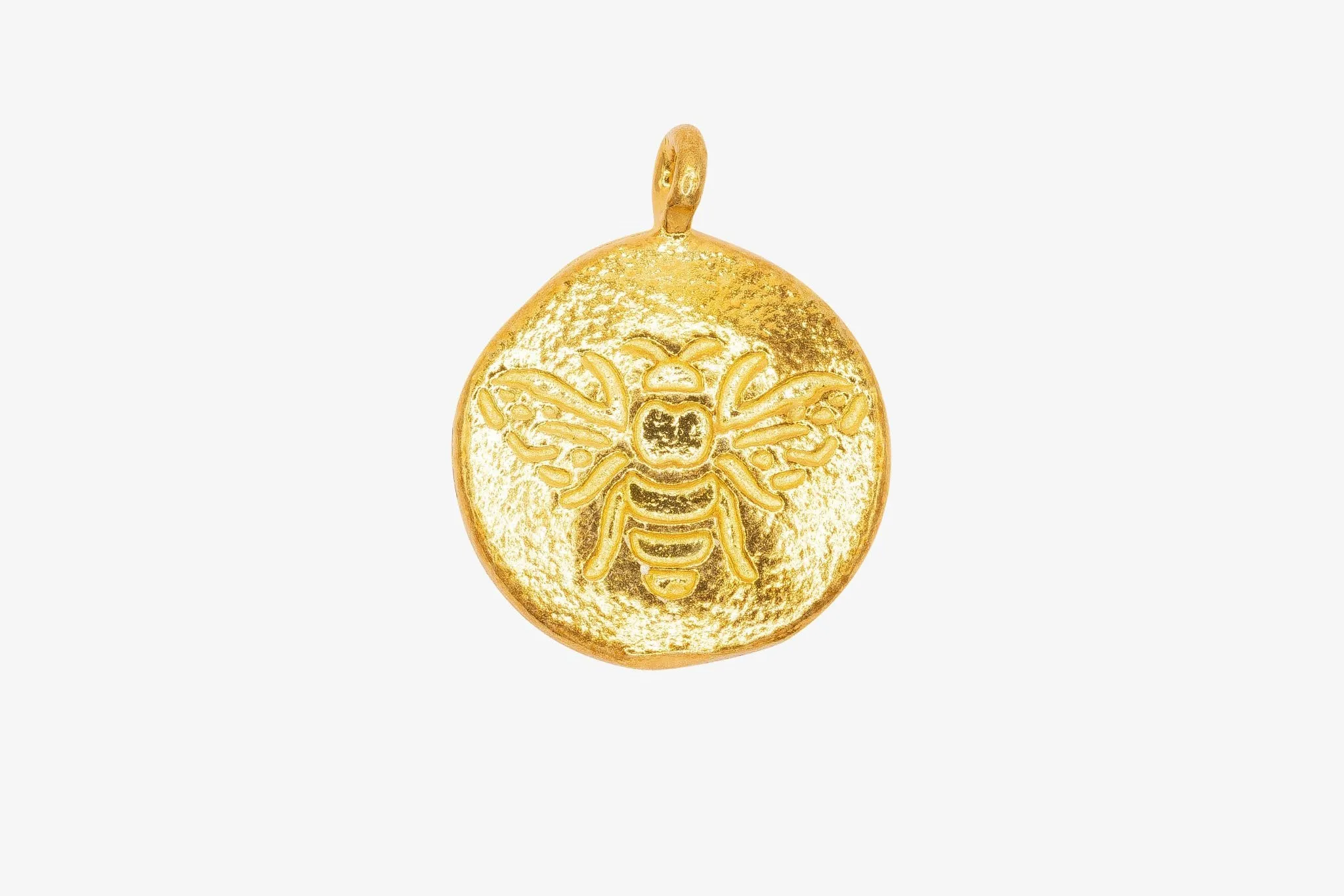 Bee Stamp Charm Wholesale 14K Gold, Solid 14K Gold, G102