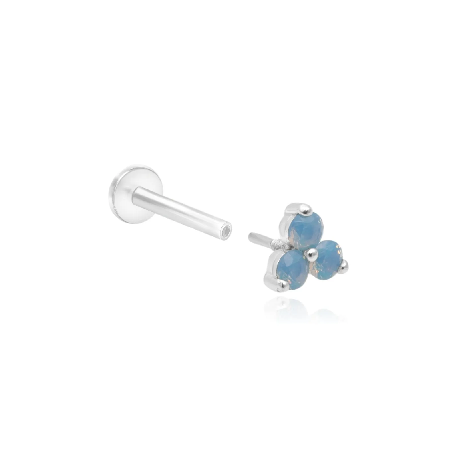 Blue Opal Trinity Cluster Flat Back Stud