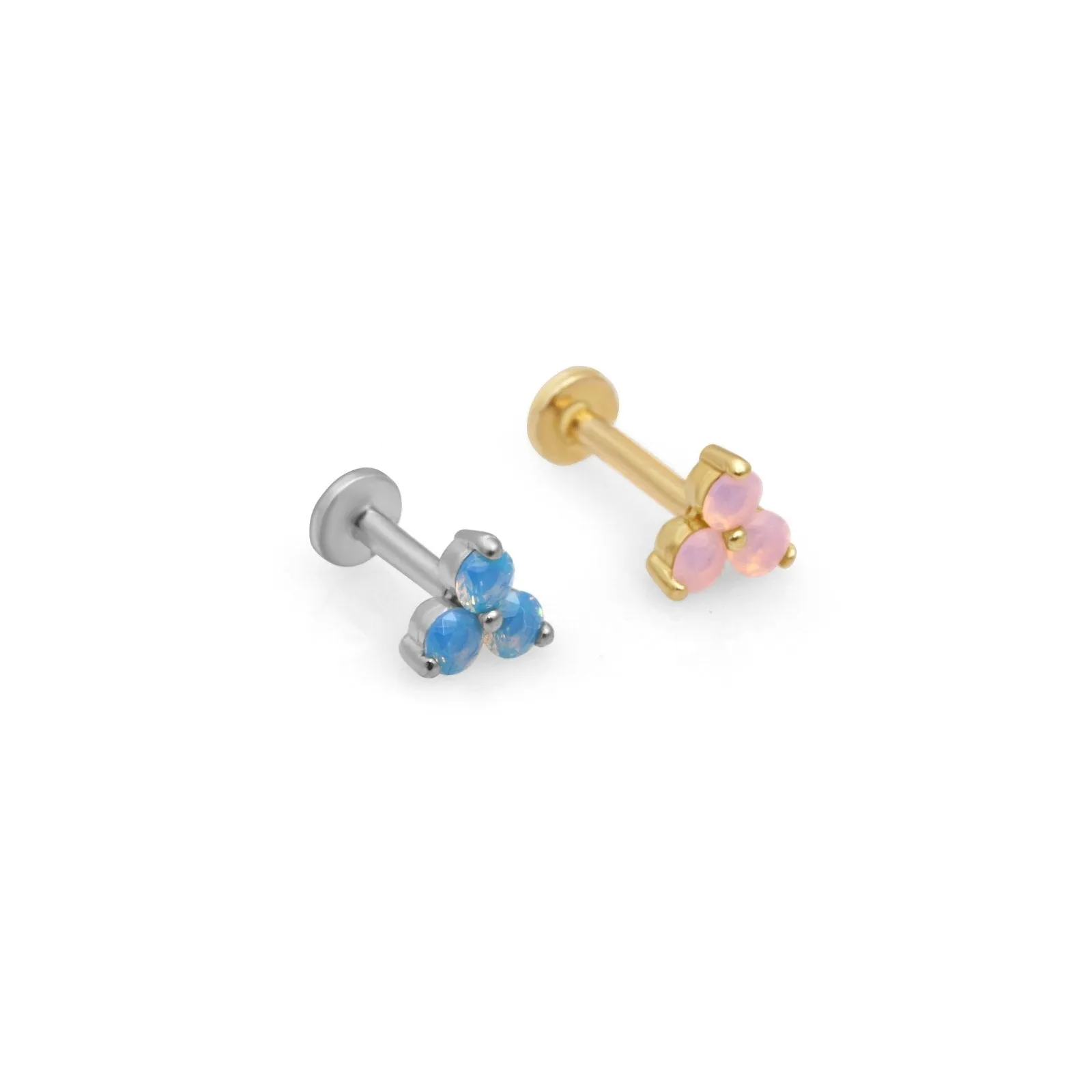 Blue Opal Trinity Cluster Flat Back Stud