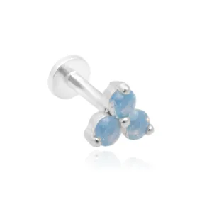 Blue Opal Trinity Cluster Flat Back Stud