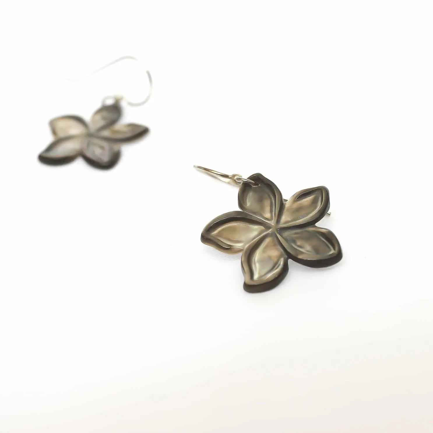 Carved Plumeria Earrings