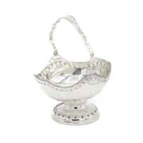 Handmade Sterling Silver Floral Engraved Bowl with Handle