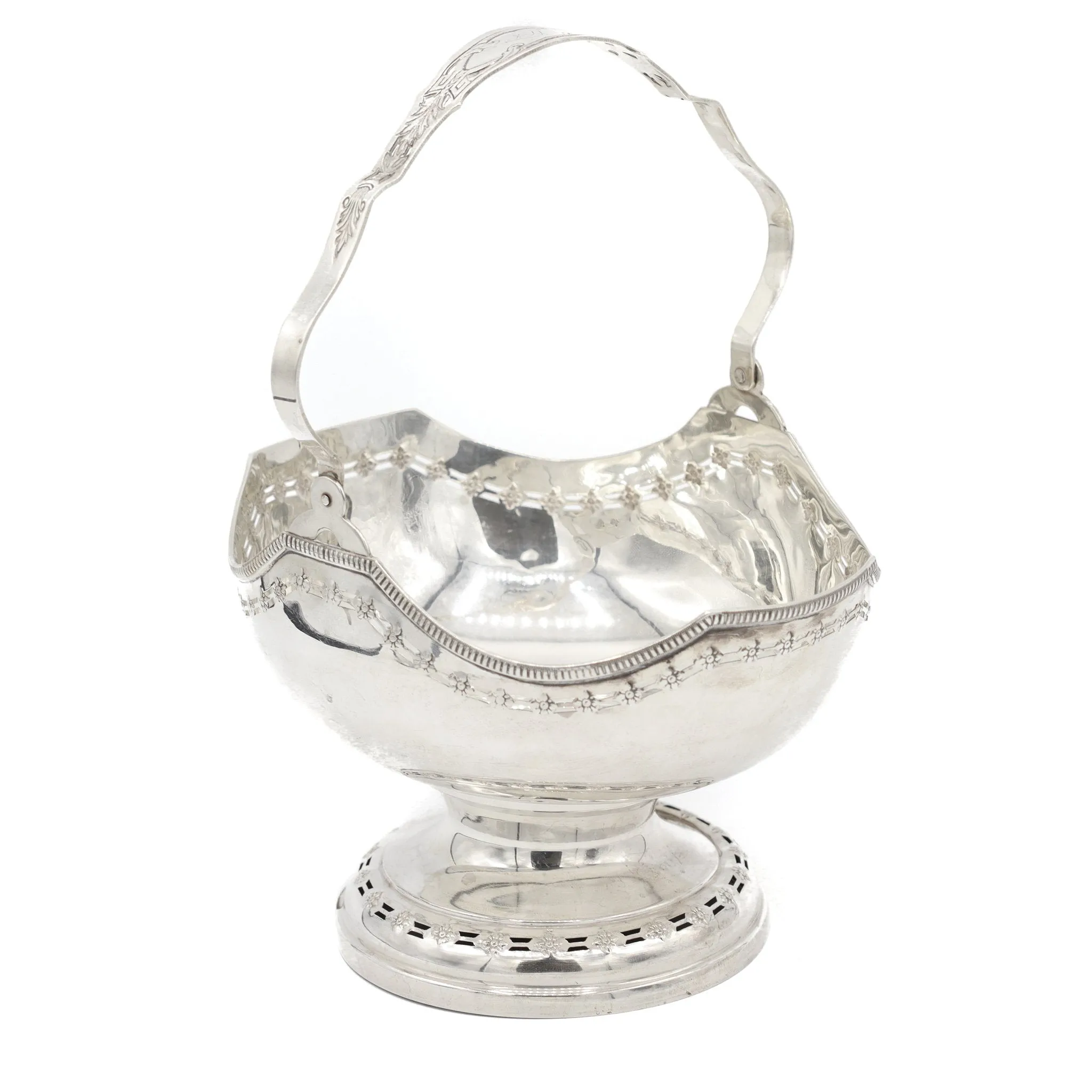 Handmade Sterling Silver Floral Engraved Bowl with Handle