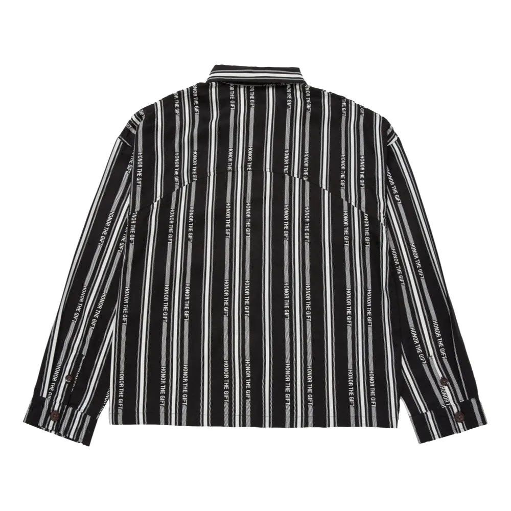 HONOR THE GIFT HONOR STRIPE BUTTON UP-BLACK