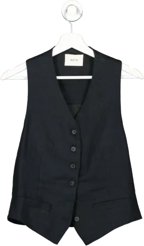 Matin Black Linen Waistcoat UK 10