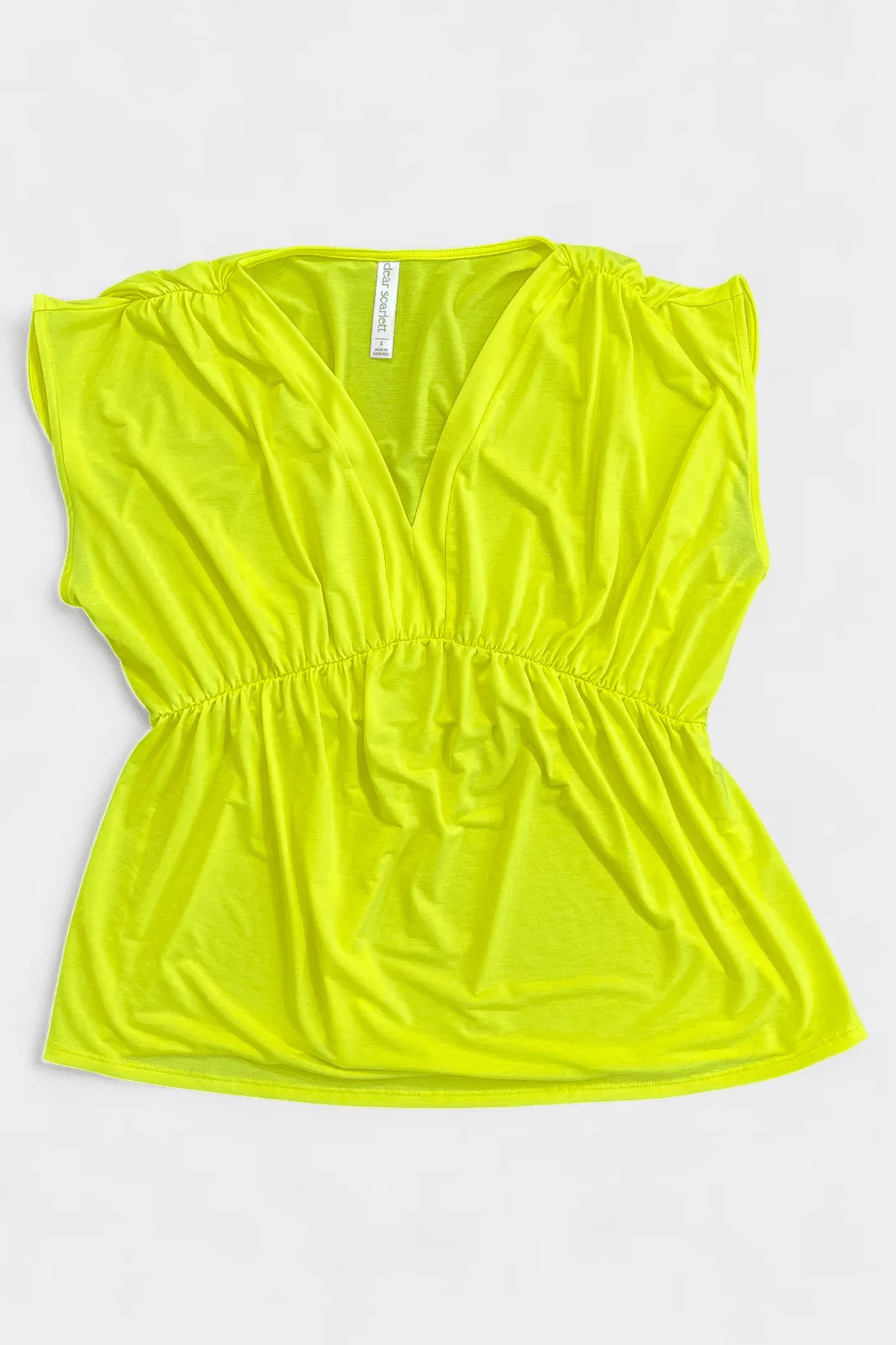 Neon Yellow V Neck Babydoll Top [NO RETURNS]