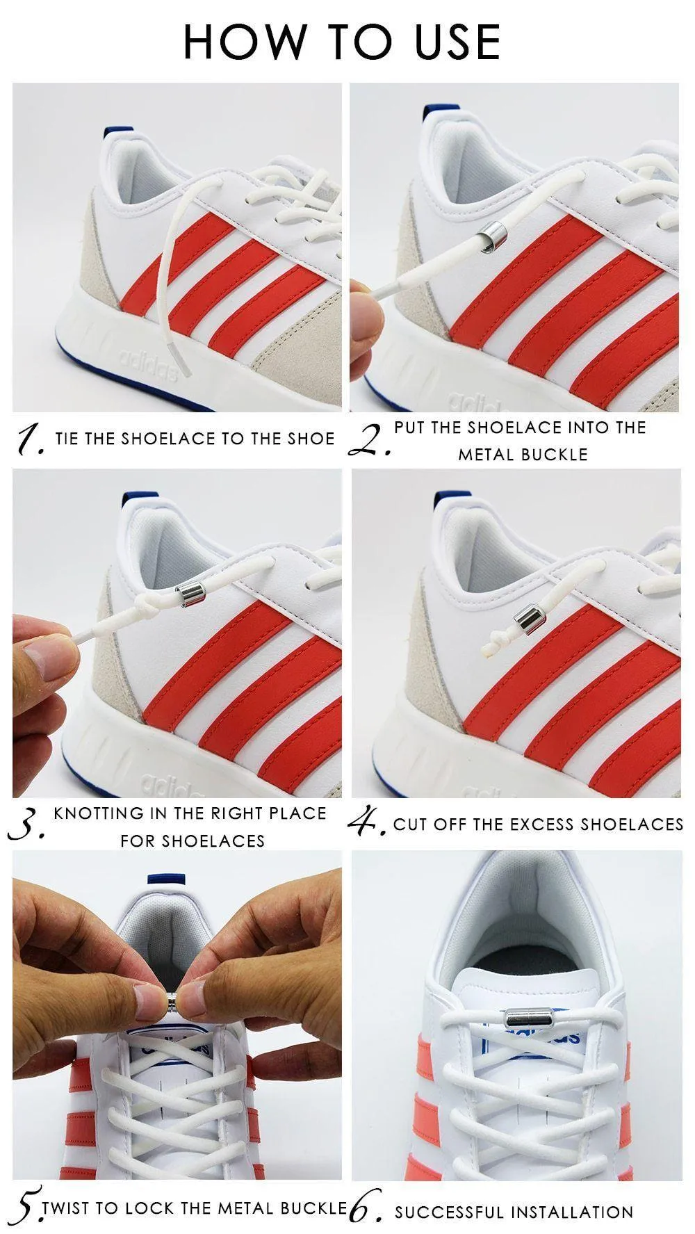 No Tie Shoelaces With Metal Lock