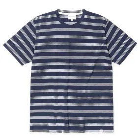 Norse Projects - Johannes Cotton Linen Stripe T-shirt - Dark Navy