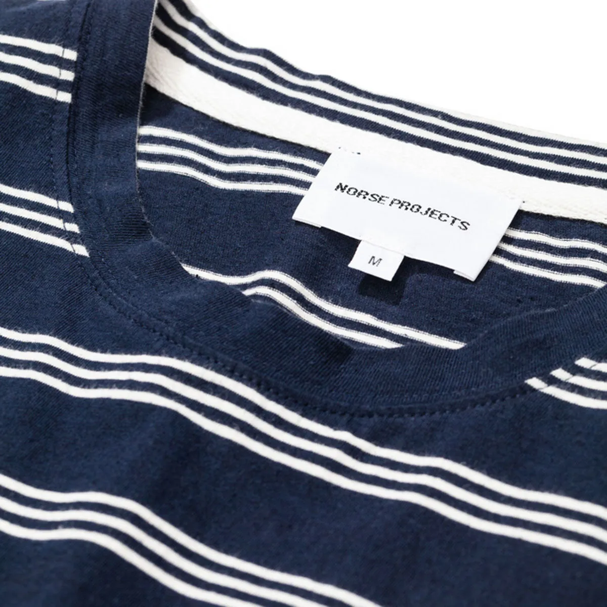 Norse Projects - Johannes Cotton Linen Stripe T-shirt - Dark Navy