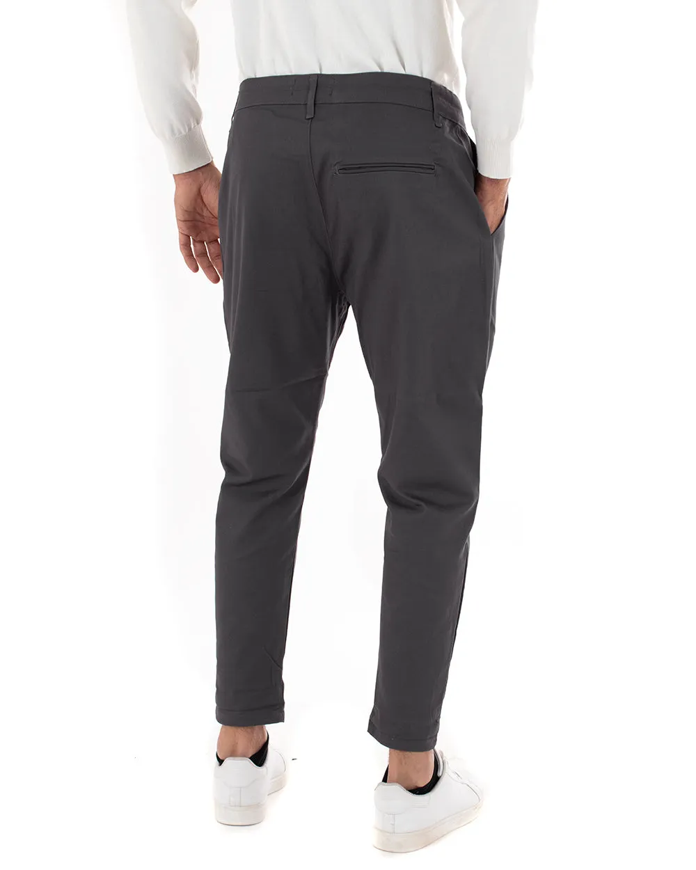 Pantaloni Uomo Abbottonatura Allungata Cotone Capri Tinta Unita Grigio Casual GIOSAL-P5939A