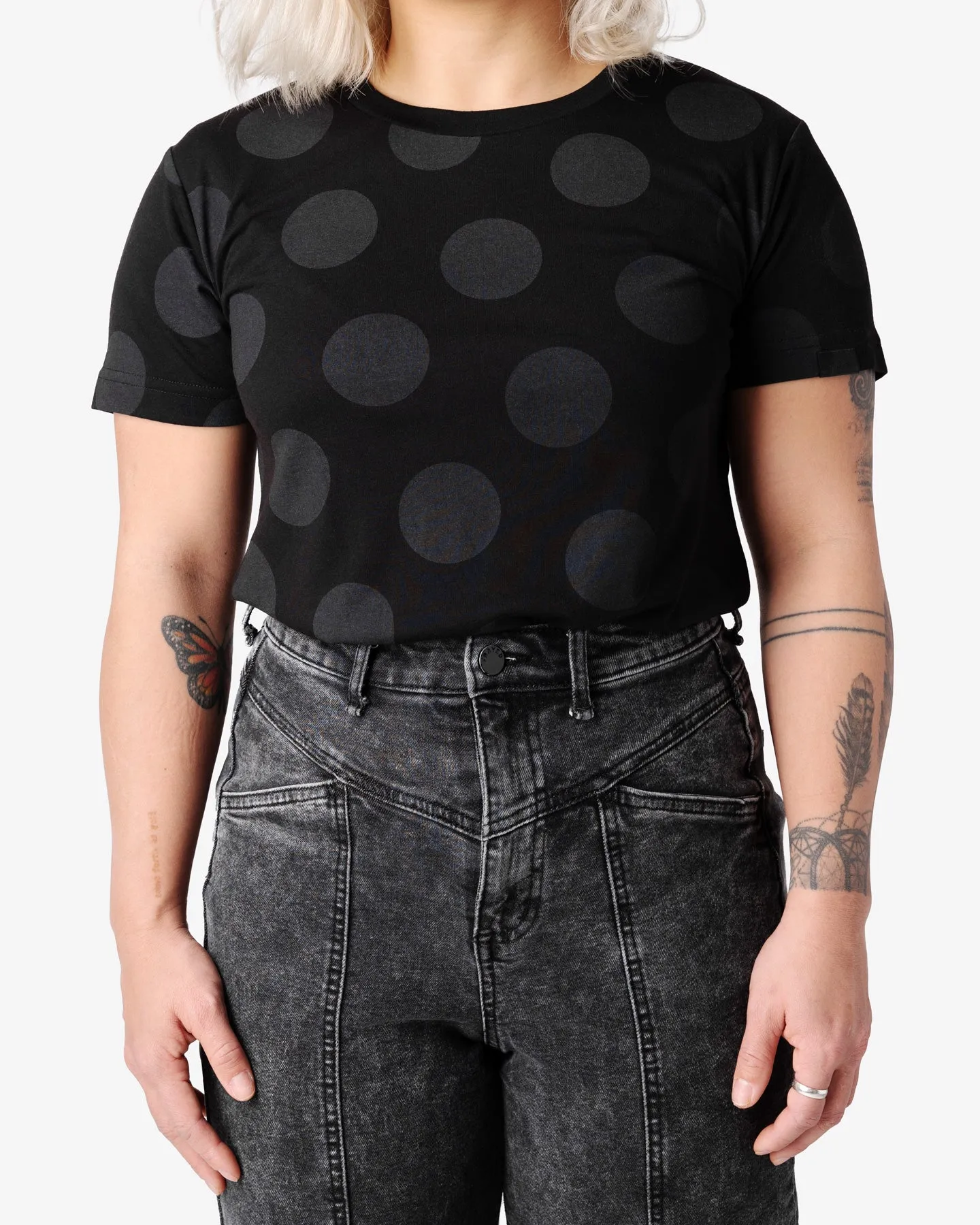 Polka Dot Tee - Black Wolf