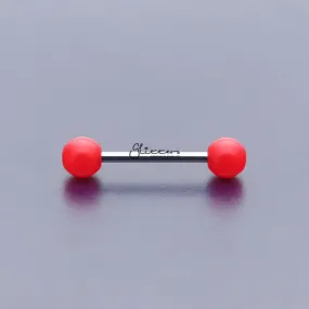 Red Solid Colour Acrylic Ball with Surgical Steel Tongue Barbell