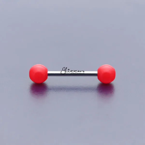 Red Solid Colour Acrylic Ball with Surgical Steel Tongue Barbell