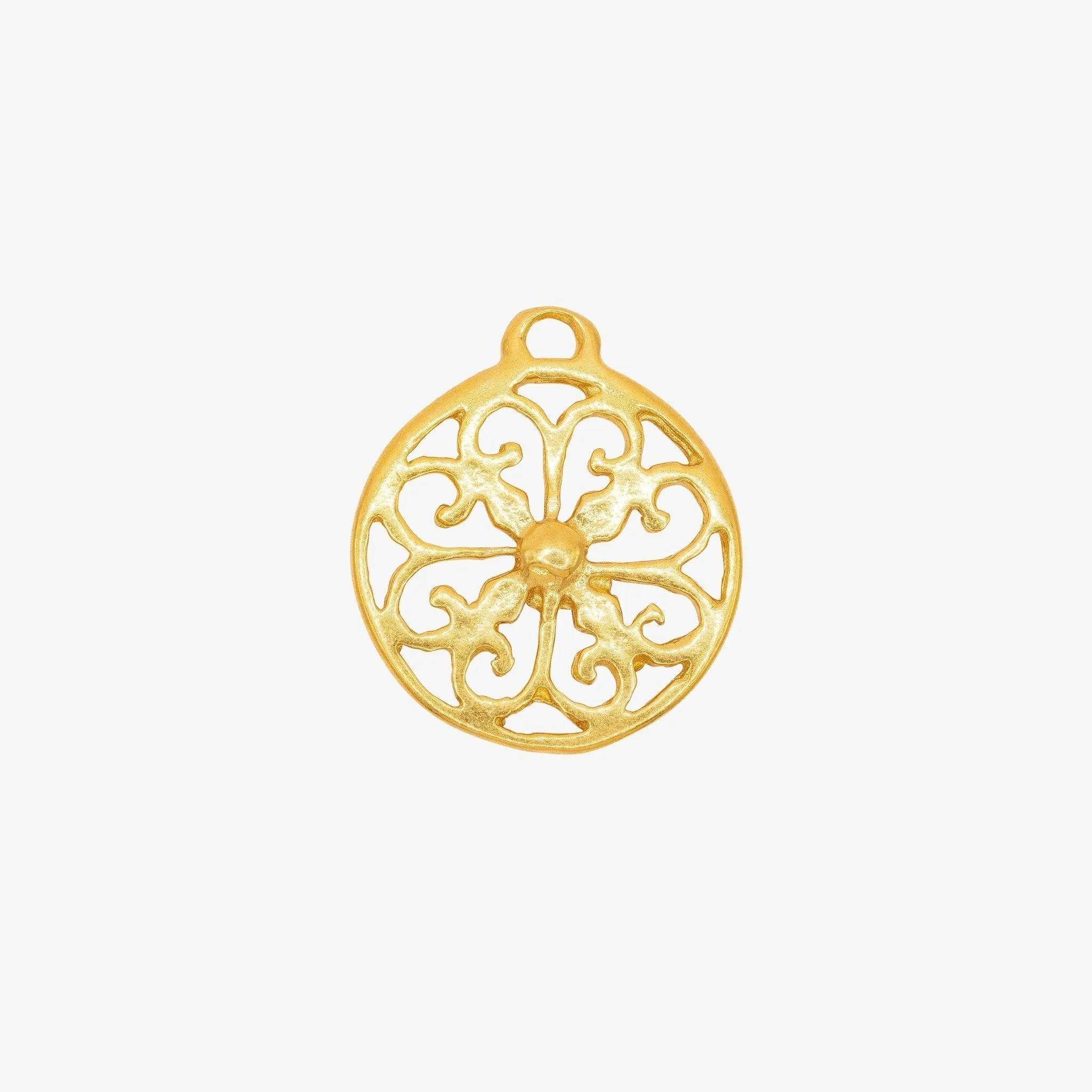 Round Filigree Charm Wholesale 14K Gold, Solid 14K Gold, G79