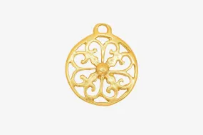 Round Filigree Charm Wholesale 14K Gold, Solid 14K Gold, G79