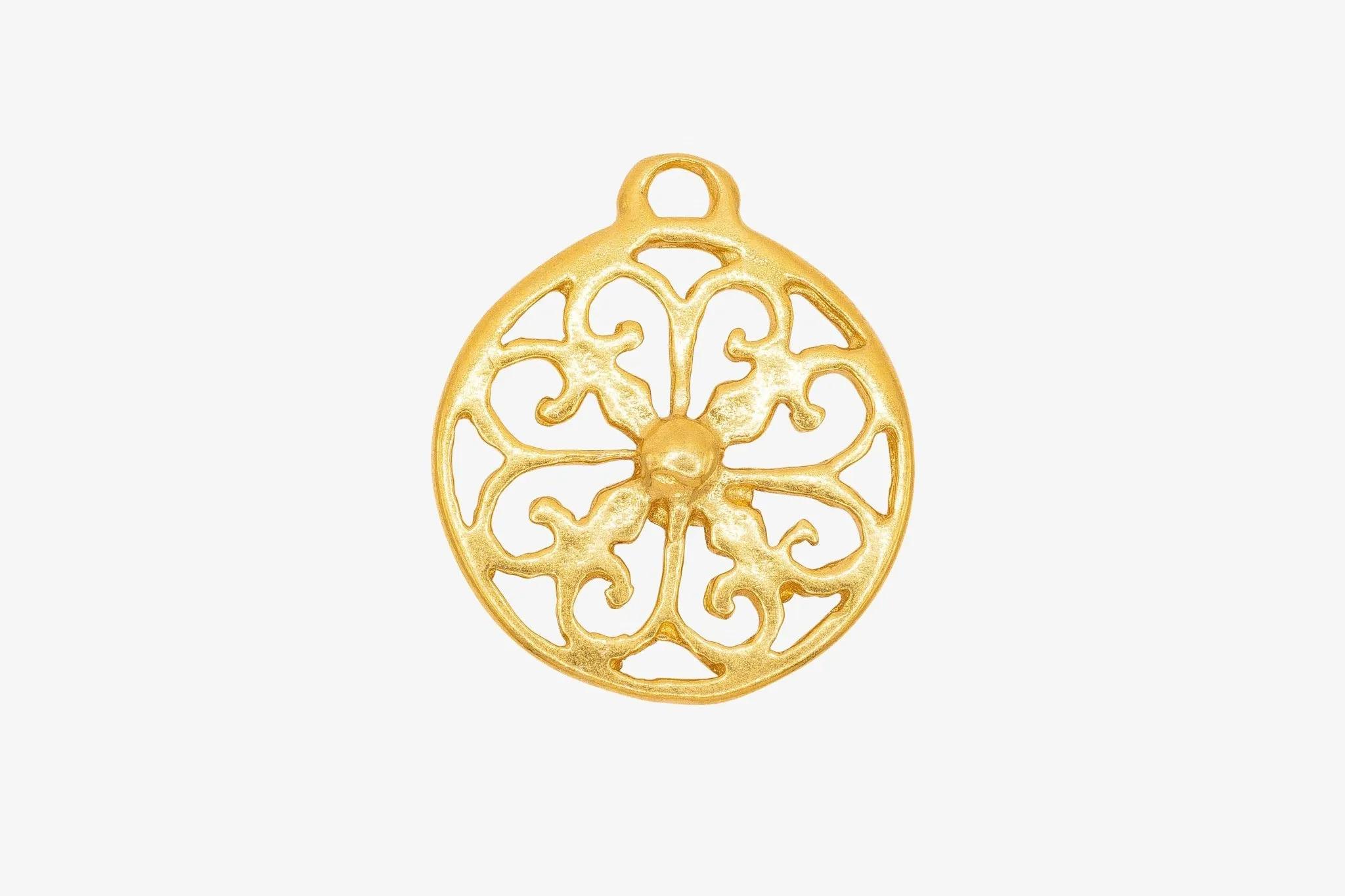 Round Filigree Charm Wholesale 14K Gold, Solid 14K Gold, G79