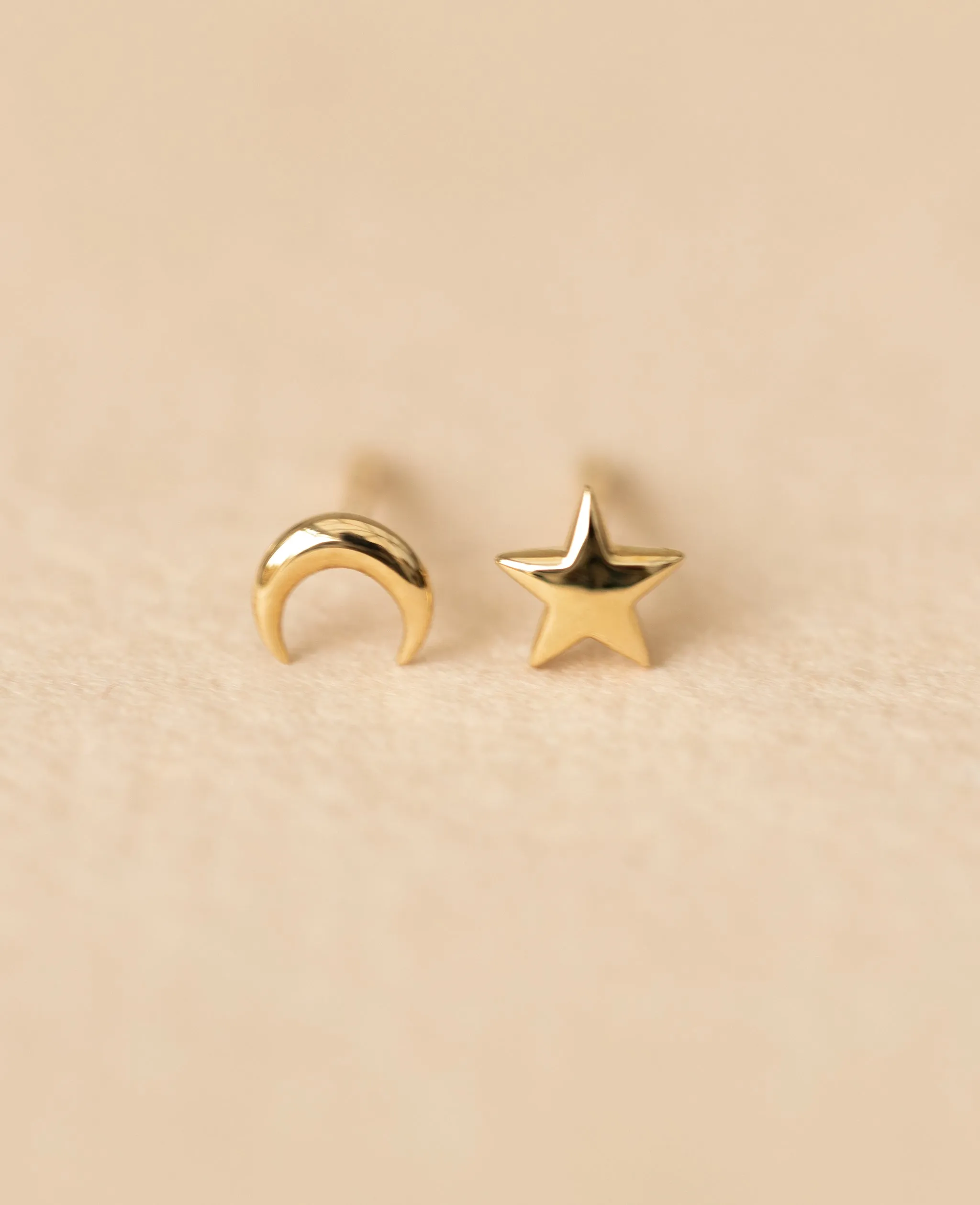 *SAMPLE SALE * Solid 9K Gold Star and Moon Studs