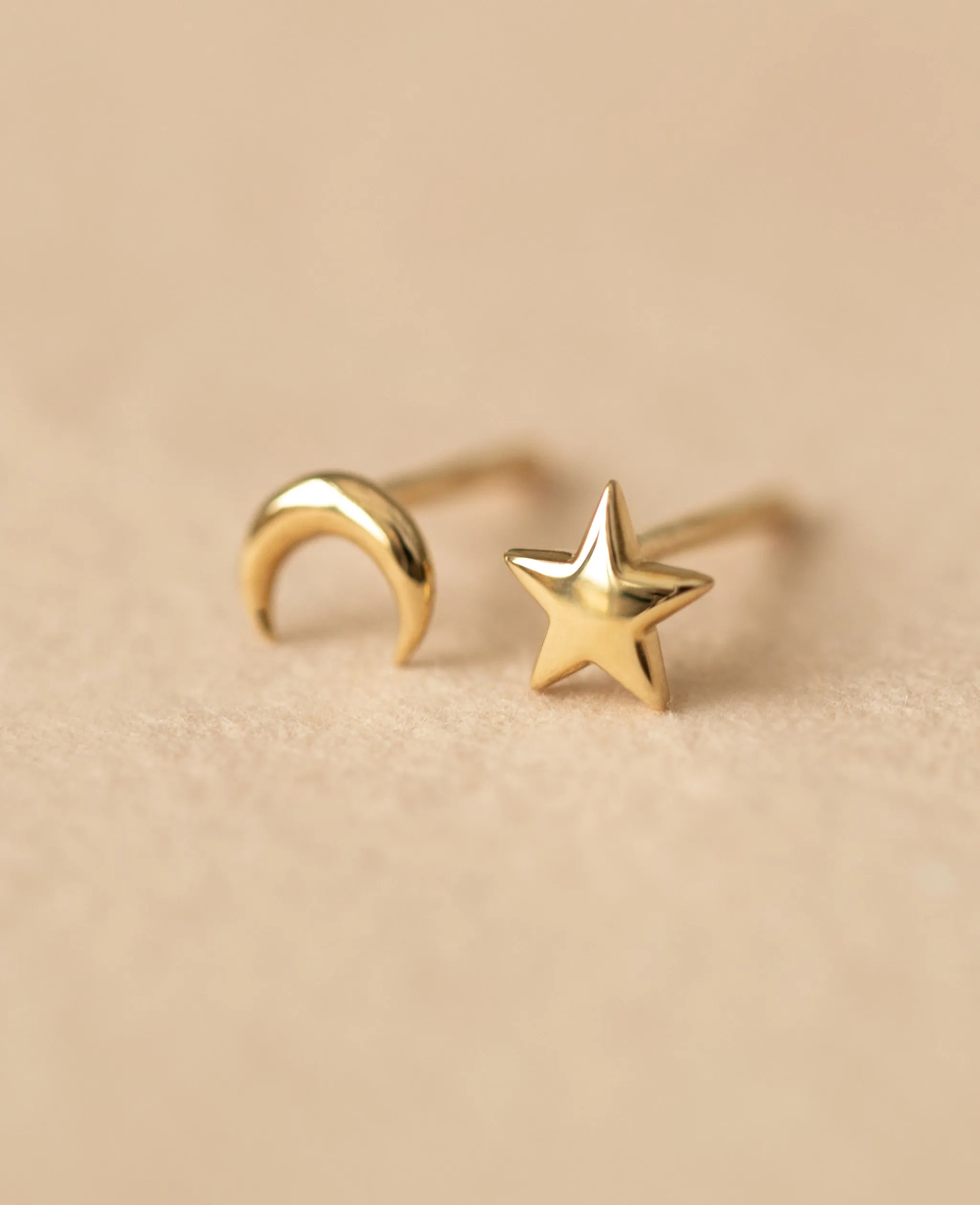 *SAMPLE SALE * Solid 9K Gold Star and Moon Studs