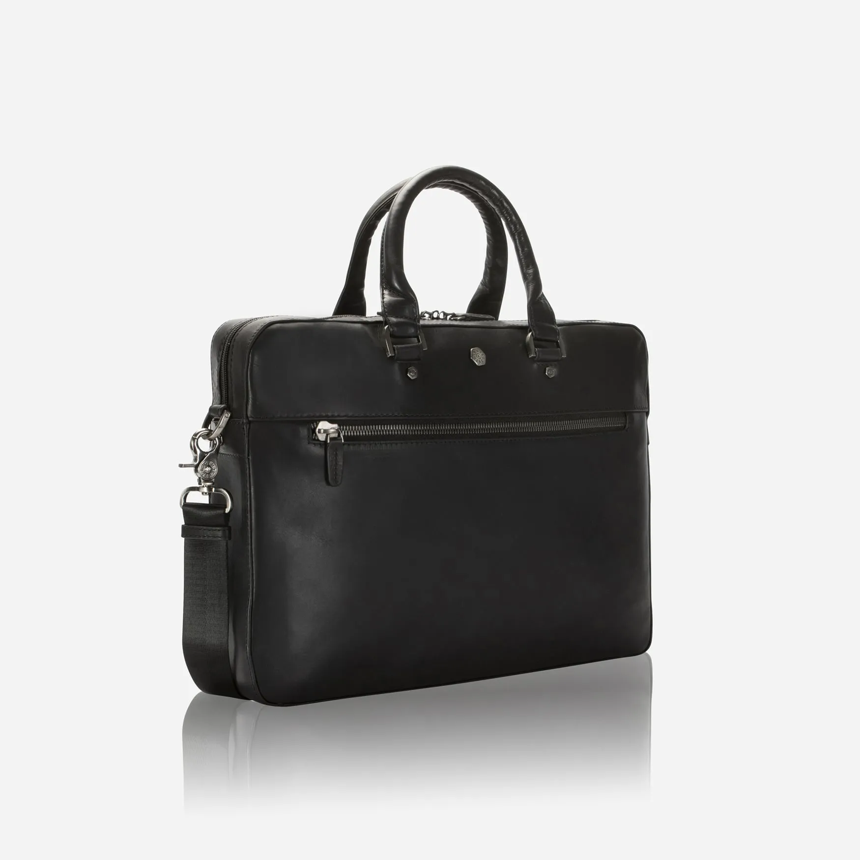 Slim Zip Top Briefcase, Black