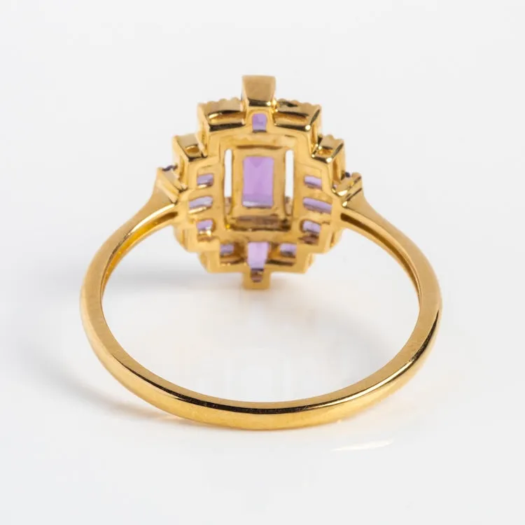 Solid Gold 2024 February Capsule Vintage Inspired Amethyst Statement Ring