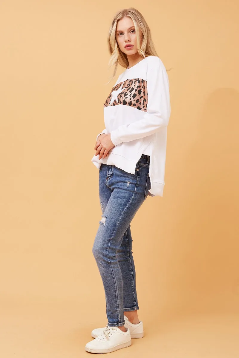 Star Leopard Sweat White