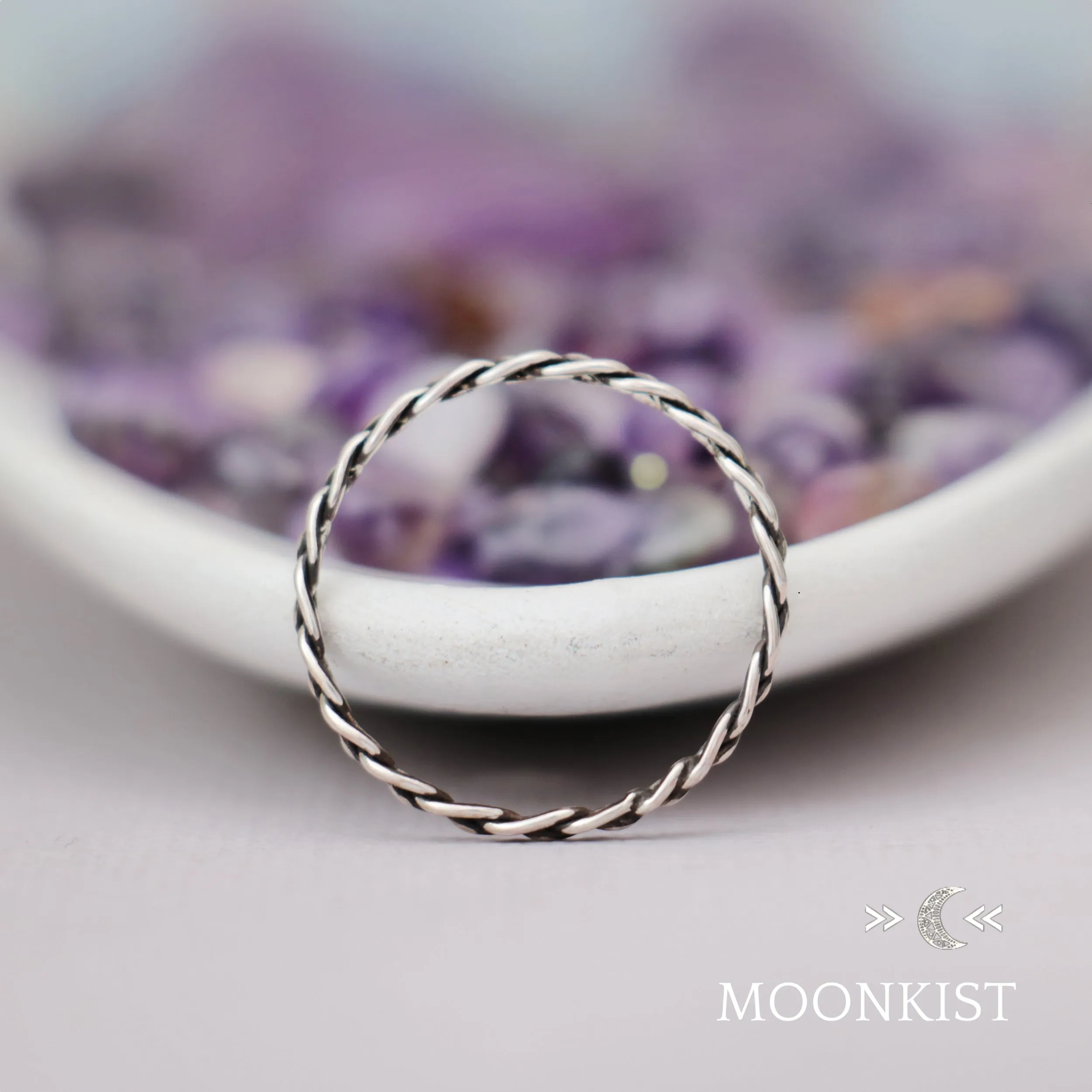 Tiny Braided Silver Wedding Band | Moonkist Designs