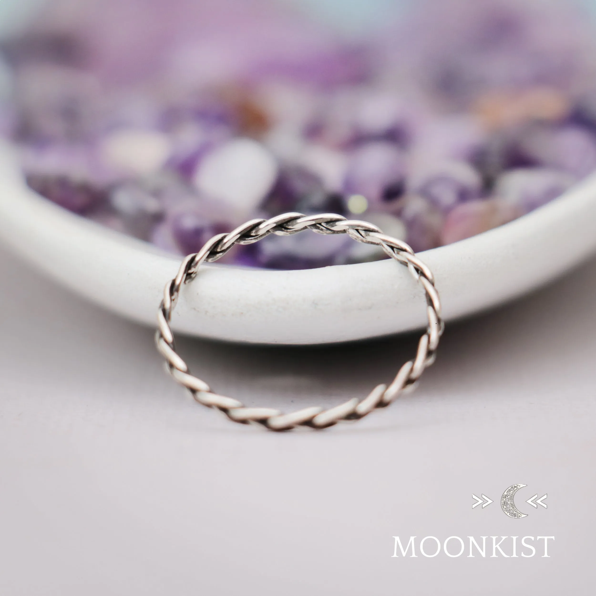 Tiny Braided Silver Wedding Band | Moonkist Designs