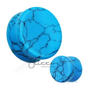 Turquoise Semi Precious Stone Solid Saddle Fit Tunnel Plugs