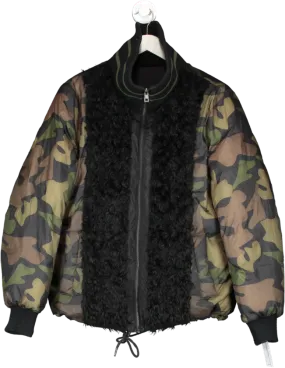 Zadig & Voltaire Green Reversible Camo & Faux Fur Jacket UK XS